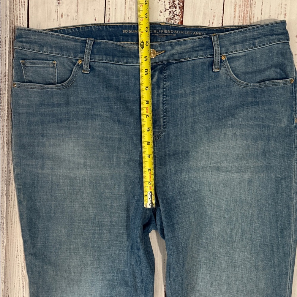 Chico's So Slimming Girlfriend Slim Leg Ankle Jeans with Gold Sequin 1X - Picture 11 of 14